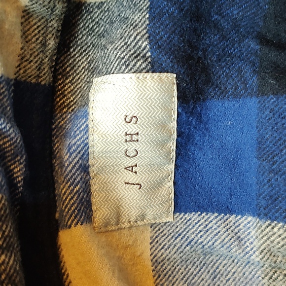 Plaid Flannel Shirt Jacket VTG JACHS 00s Blue Buffalo Shadow Plaid - Large - Picture 5 of 9